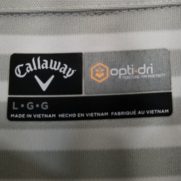 Callaway Gray White Striped Opti-Dri Polo Shirt - Picture 6 of 7